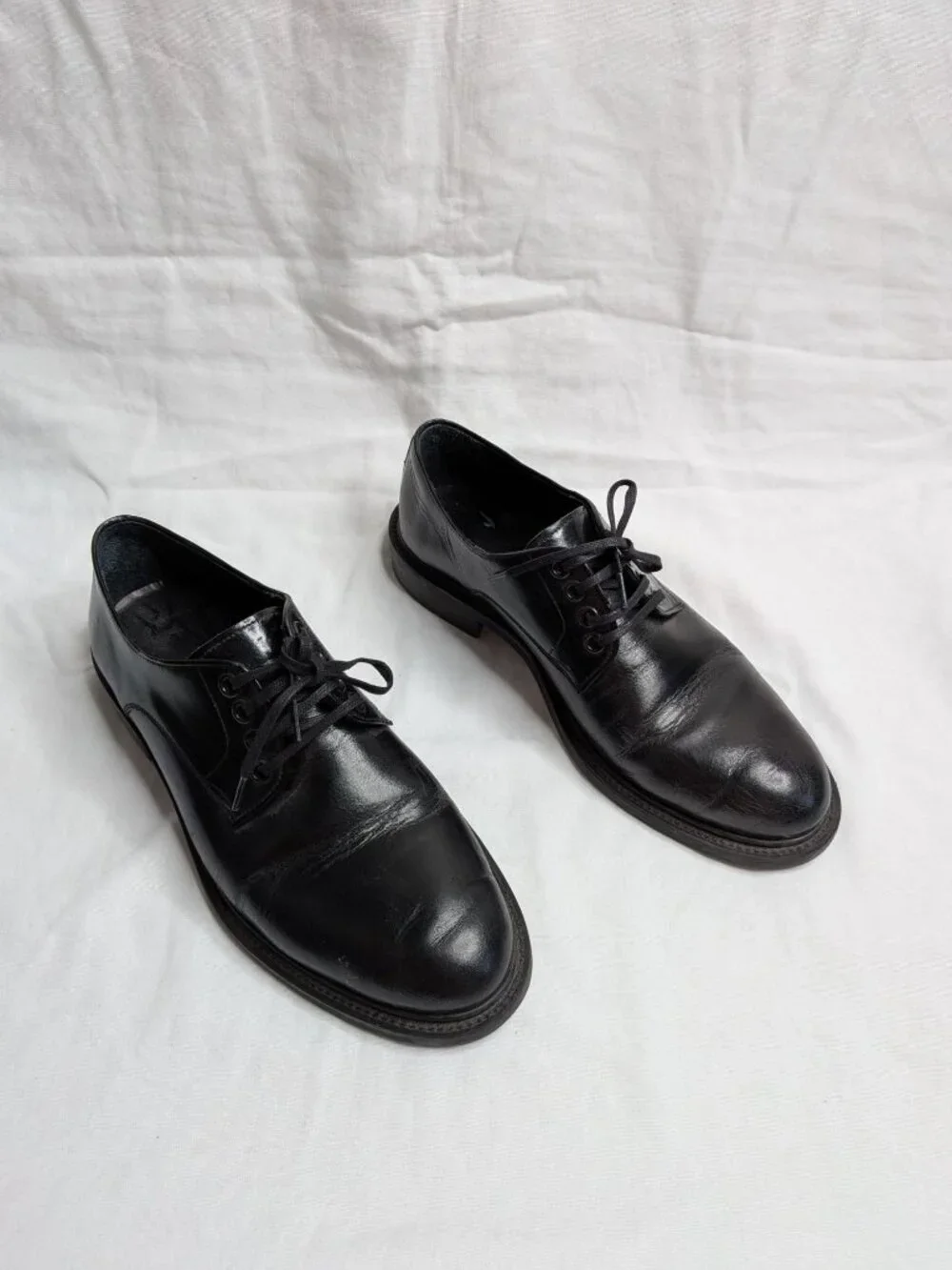 Loewe Mens Black Leather Lace-Up Derby Shoes Size 39